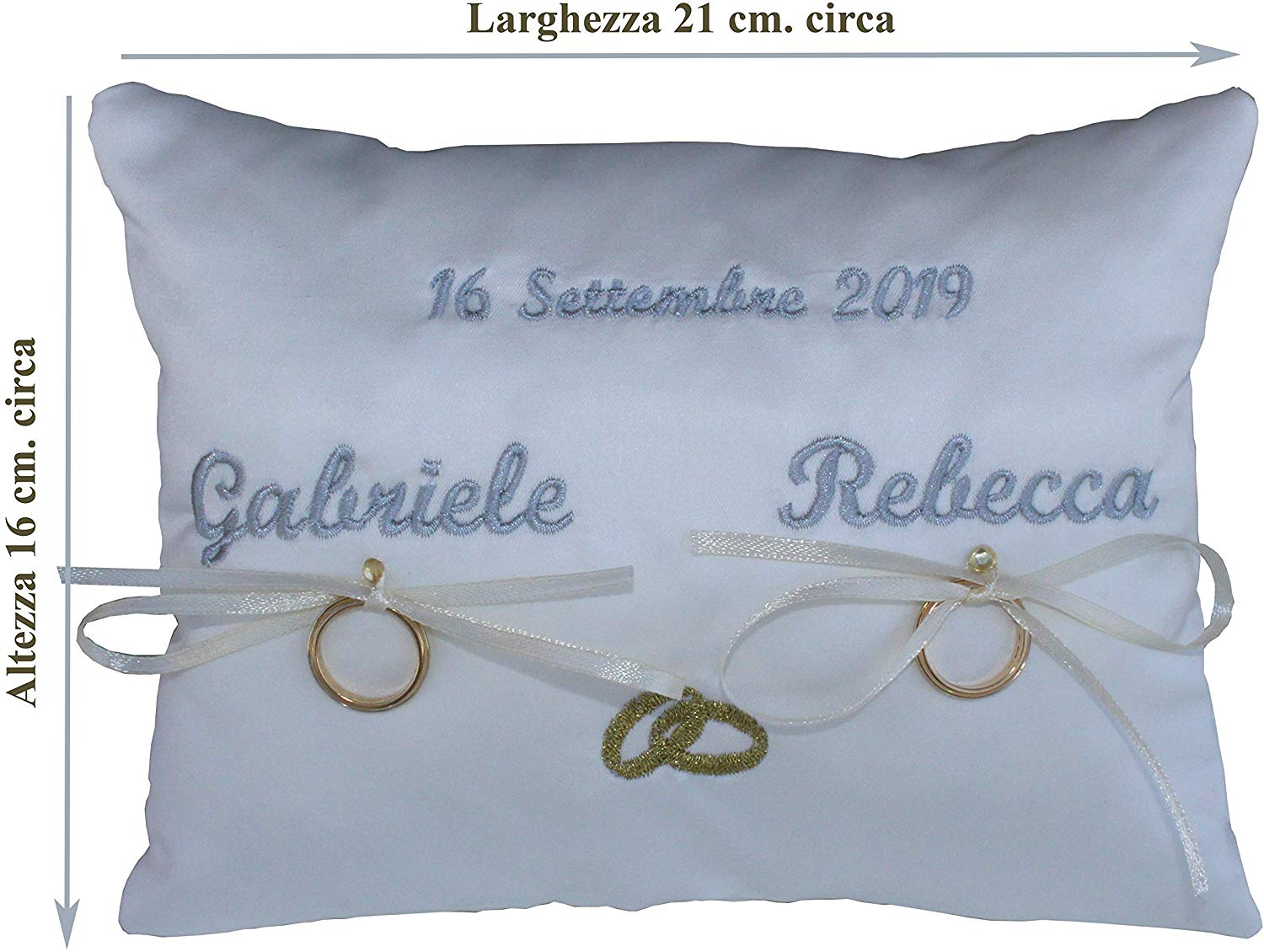 Personalisierbares Cuscino al matrimonio anelli con propri cognome cognome 